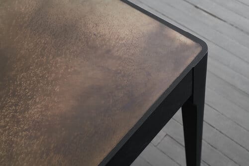 Detail of Brass Top Table in Charcoal with Antique Brass
